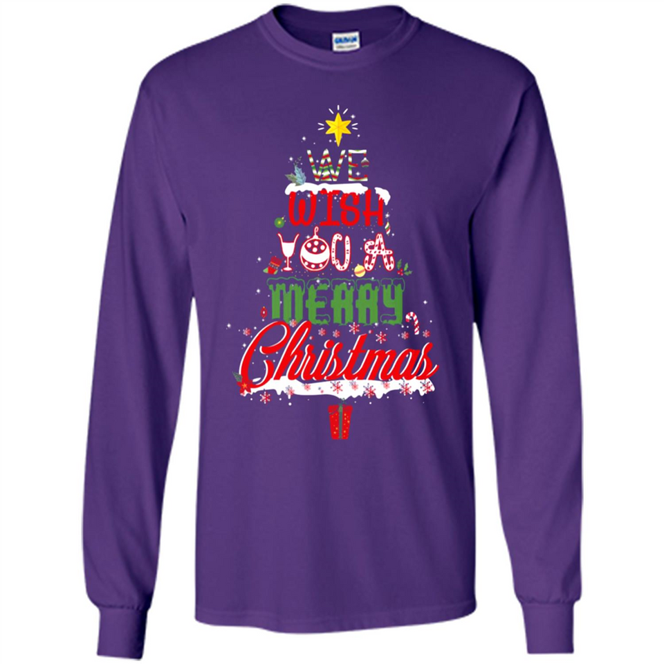 We Wish You A Merry Christmas Funny Pine Gift Sleeve - Long Sleeve T-Shirt