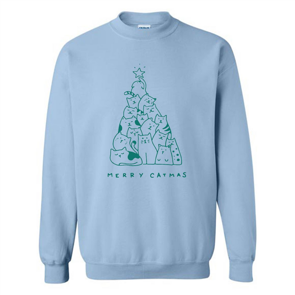Merry Catmas Funny Cat Christmas Tree Sweatshirt - Sweatshirt