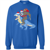 Bigfoot Riding Dinosaurus T-Shirt Funny Bigfoot Santa - Sweatshirt