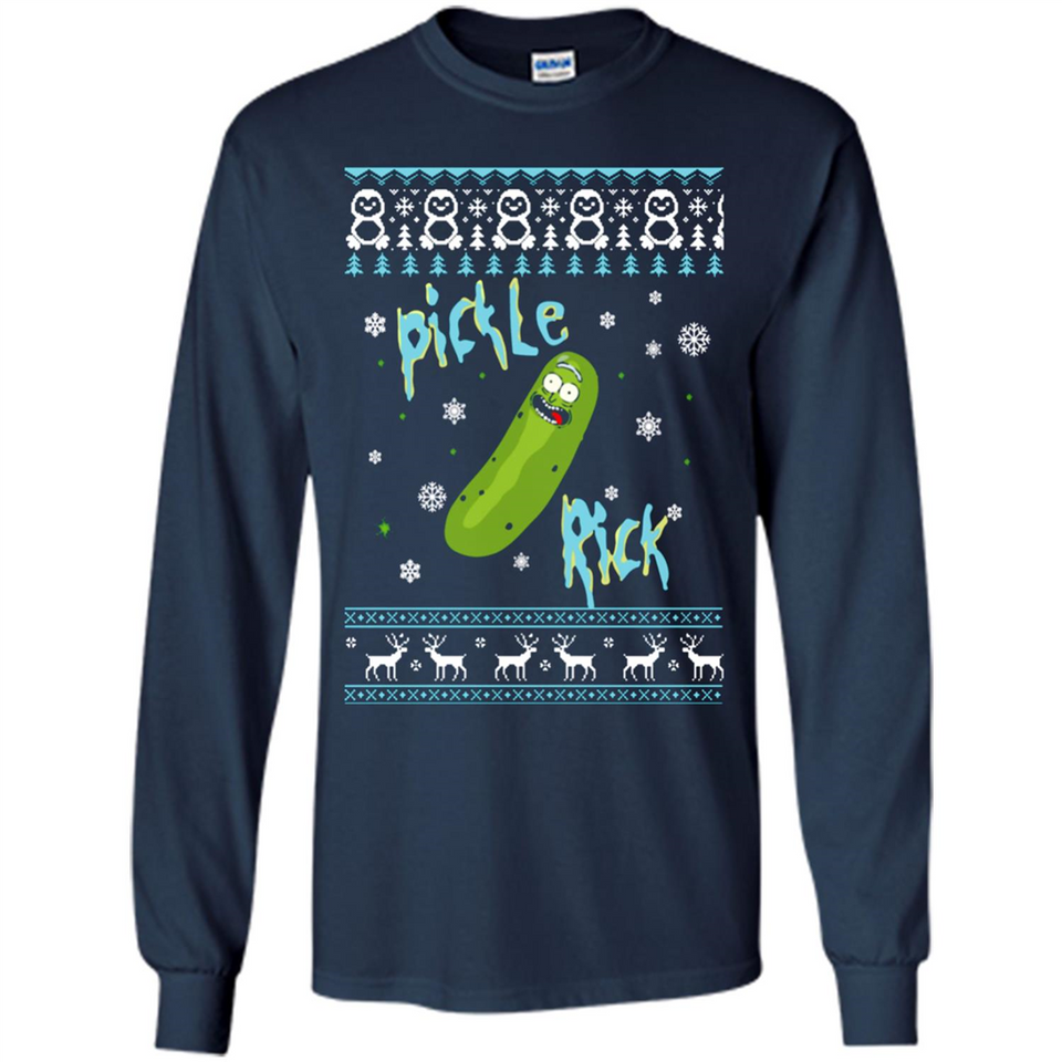 Rick and Morty Pickle Rick Ugly Christmas Sweater - Long Sleeve T-Shirt