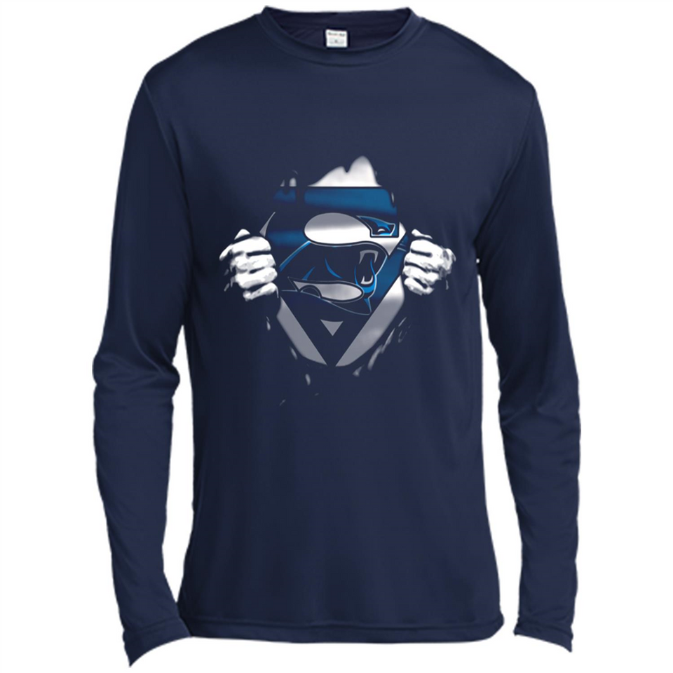 Carolina Panthers And Superman Fans - Canvas Long Sleeve T-Shirt