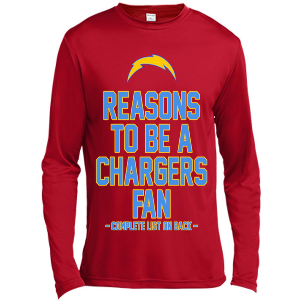 Reasons to be a Los Angeles Chargers Fan Complete List on Back - Canvas Long Sleeve T-Shirt