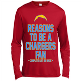 Reasons to be a Los Angeles Chargers Fan Complete List on Back - Canvas Long Sleeve T-Shirt