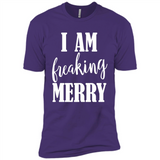 I Am Freaking Merry Funny Festive Winter Holiday - Premium Short Sleeve T-Shirt