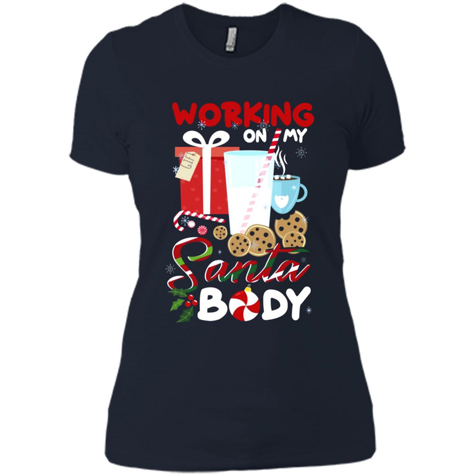 Working On My Santa Body Funny Christmas Gift Sleeve Xmas - Ladies' Boyfriend T-Shirt