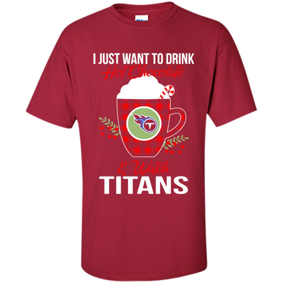 I Just Want To Drink Hot Chocolate & Watch Tennessee Titans Ugly Christmas Sweater PINGPONG