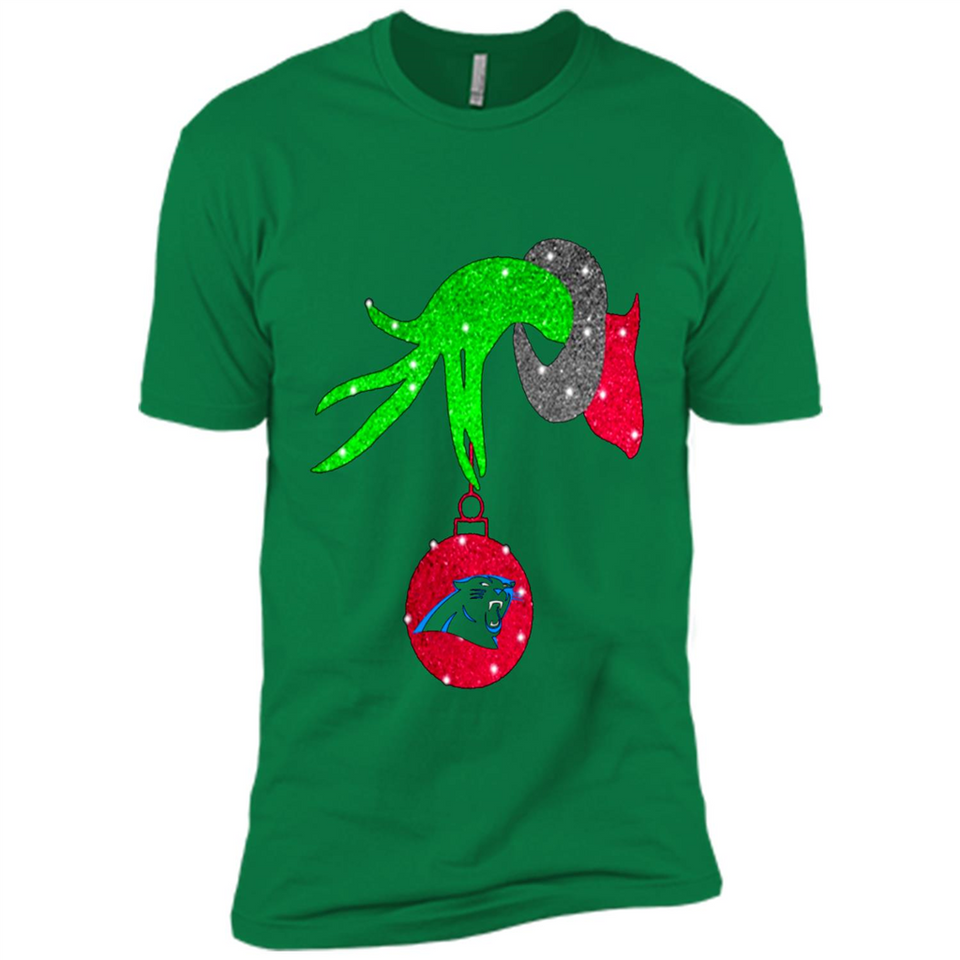 GRINCH HAND HOLDING CAROLINA PANTHER GLITTER CHRISTMAS PINGPONG