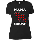 Nana Moose Funny Christmas Plaid Buffalo T-Shirt - Ladies' Boyfriend T-Shirt