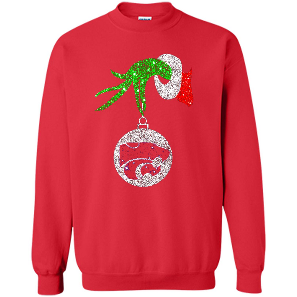 Amazing Kansas State Wildcats Glitter Grinch Monogram Ornament Christmas Gift - Sweatshirt