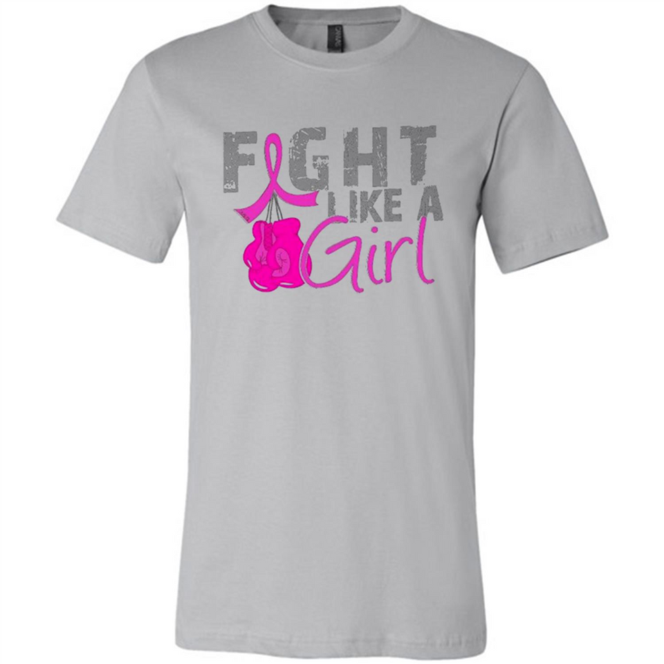 Fight Like A Girl Breast Cancer Awareness - Canvas Unisex T-Shirt