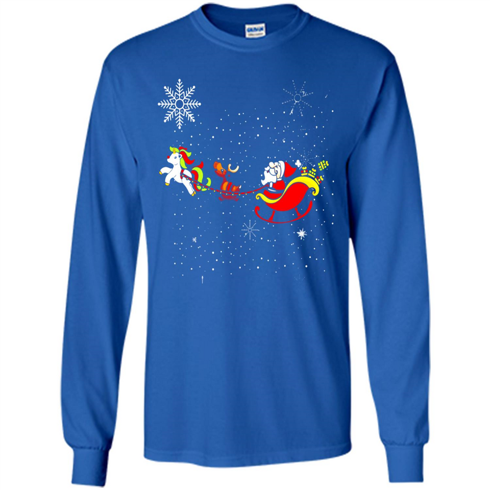 Christmas Unicorn Rudolph and Santa - Long Sleeve T-Shirt