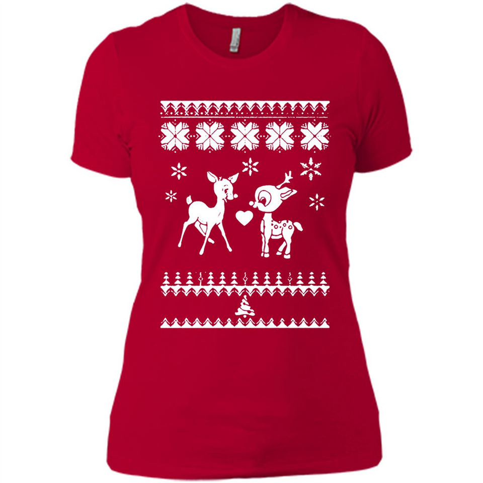 Rudolph and Clarice Ugly Christmas Sweater - Ladies' Boyfriend T-Shirt