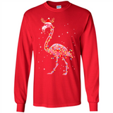 Christmas Lights Flamingo Wearing Santa Hat Funny Xmas - Long Sleeve T-Shirt