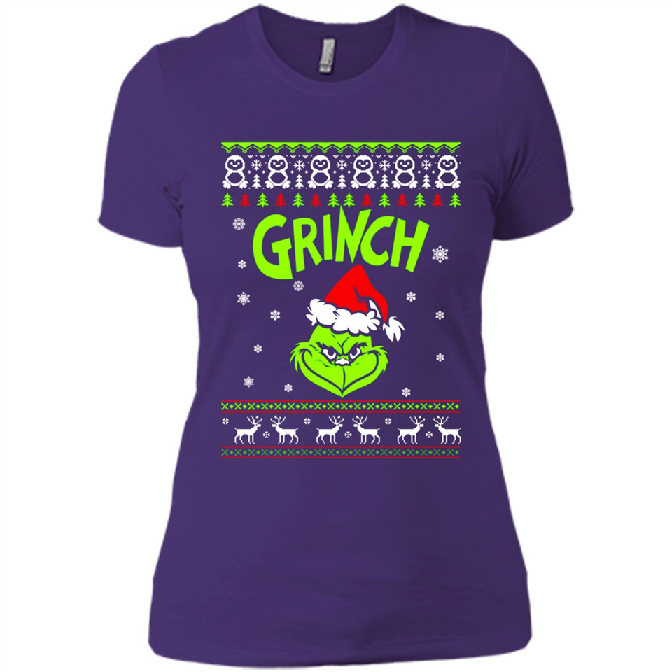 The Grinch Face Christmas - Ladies' Boyfriend T-Shirt