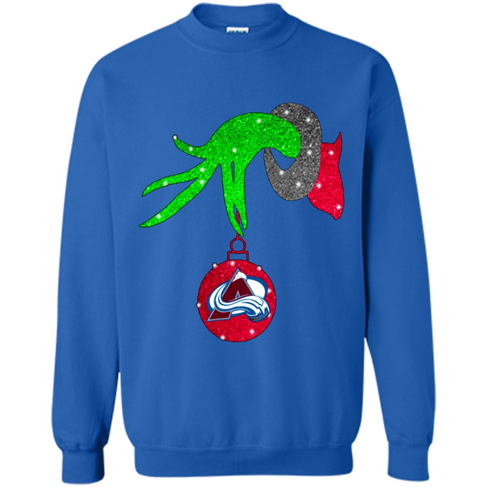 GRINCH HAND HOLDING COLORADO AVALANCHE GLITTER CHRISTMAS PINGPONG
