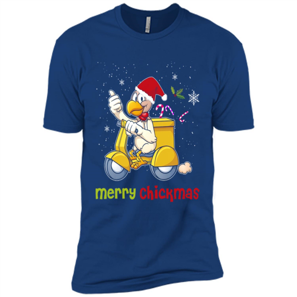Funny Santa Christmas Chicken Shirt - Merry Chickmas - Premium Short Sleeve T-Shirt