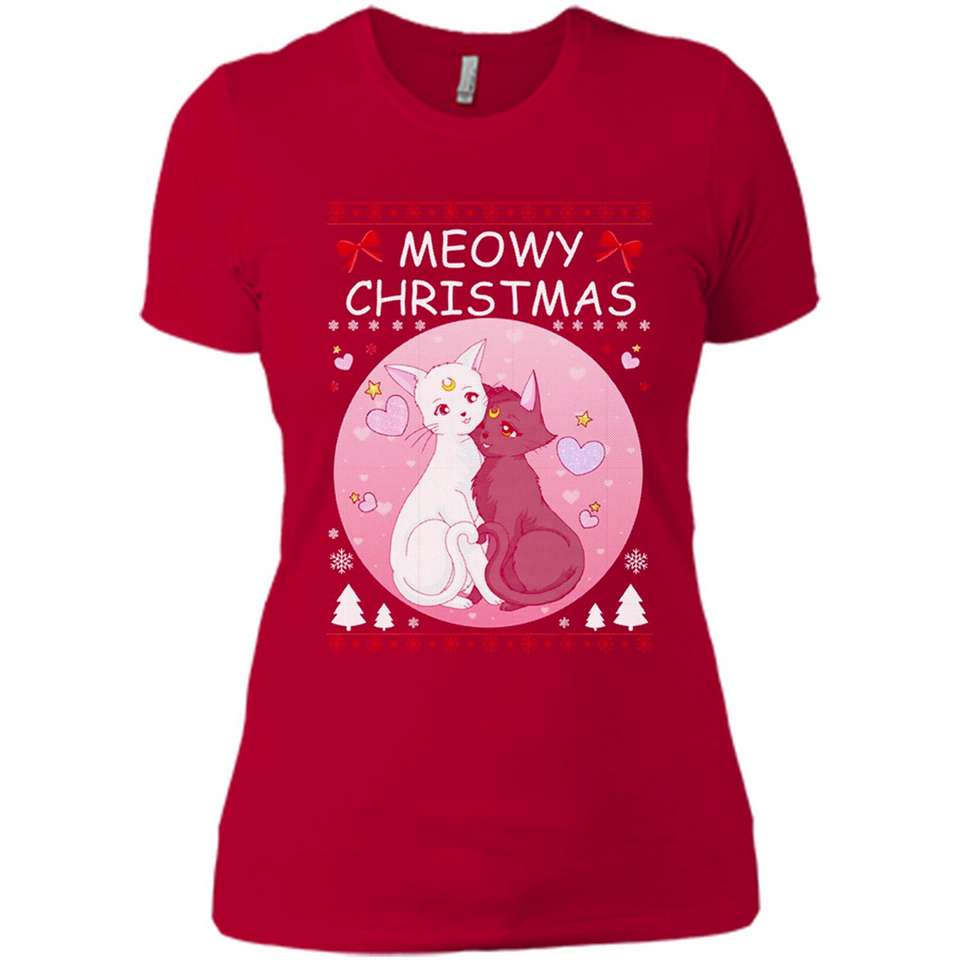 Sailor Moon Yin Yang Cat Love Ugly Christmas Sweater - Ladies' Boyfriend T-Shirt