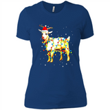 Christmas Lights Goat Wearing Santa Hat T-Shirt - Ladies' Boyfriend T-Shirt