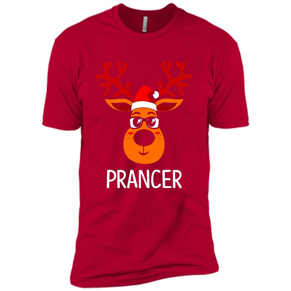 Prancer Reindeer Santa Claus Funny Xmas Holiday T-Shirt - Premium Short Sleeve T-Shirt