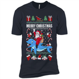 Ugly Christmas Santa Riding Dolphin - Premium Short Sleeve T-Shirt