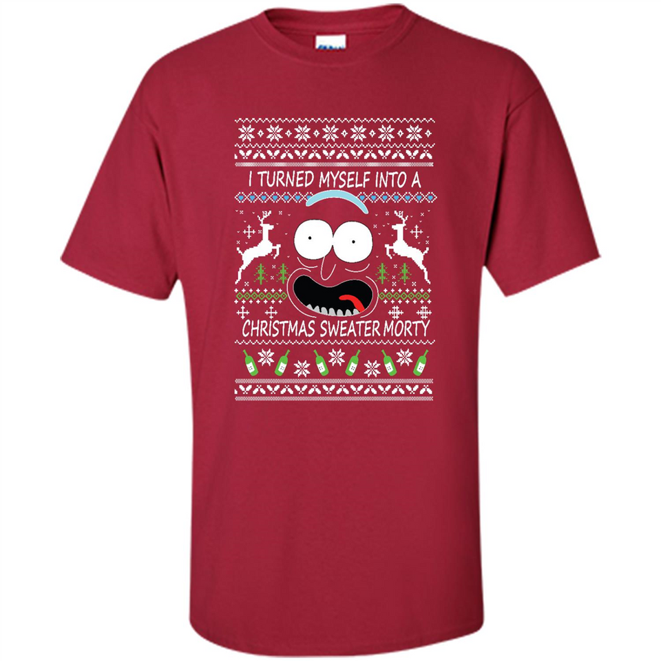 RICK AND MORTY-I TURNED MYSELF INTO A CHRISTMAS SWEATER MORTY UGLY XMAS SWEATER