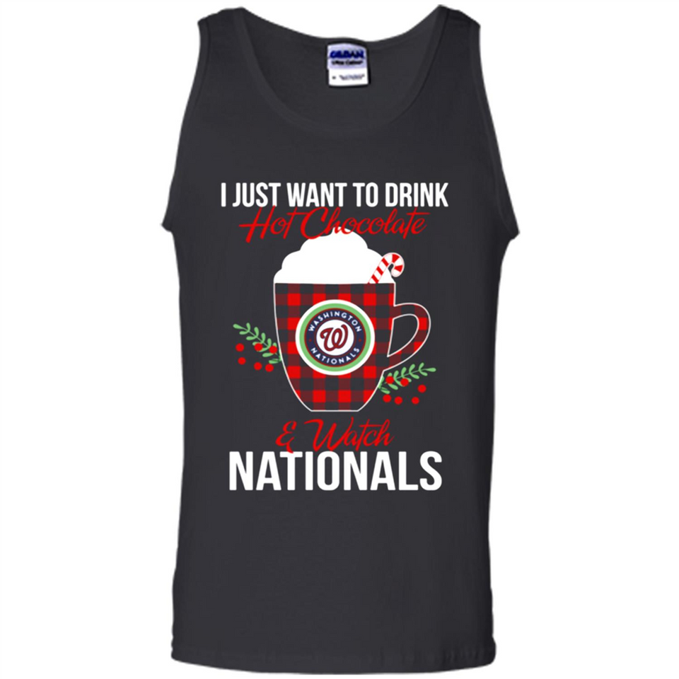 I Just Want To Drink Hot Chocolate & Watch Washington Nationals Ugly Christmas Sweater PINGPONG