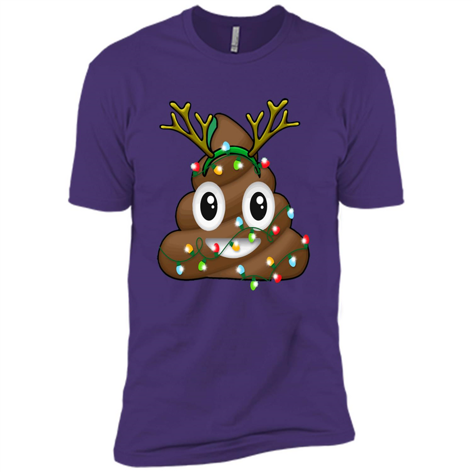 Reindeer Poop Emoji Cute Merry Christmas T-Shirt - Premium Short Sleeve T-Shirt