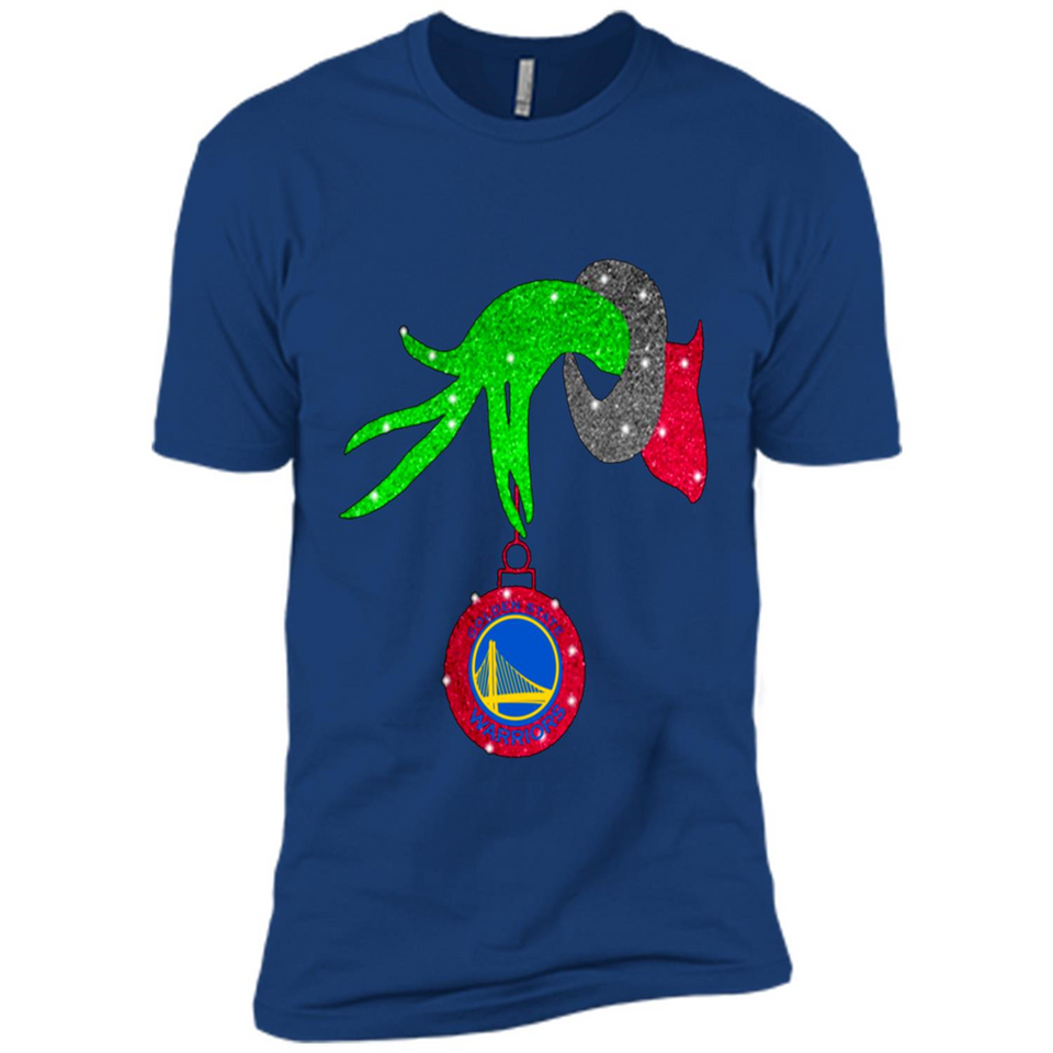 GRINCH HAND HOLDING GOLDEN STATE WARRIORS GLITTER CHRISTMAS PINGPONG