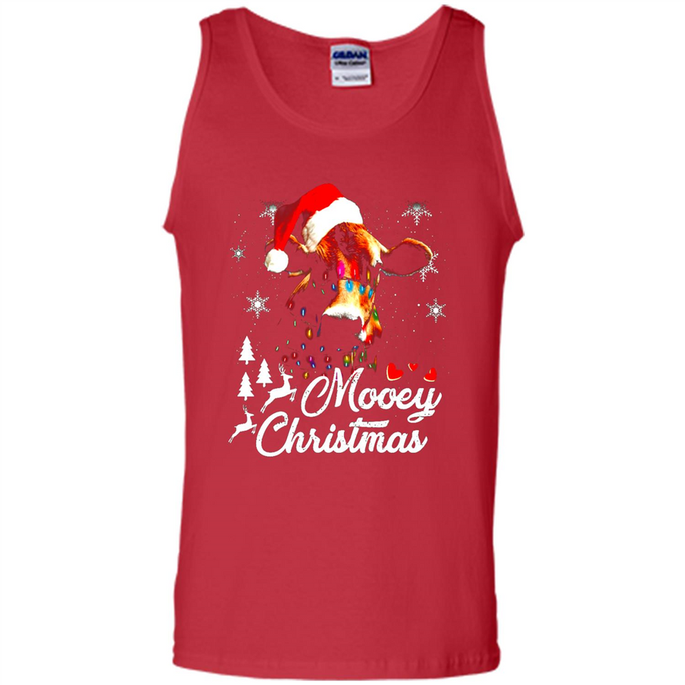 Mooey Christmas Cow Santa Christmas Lover Lights Sweatshirt - Tank Top
