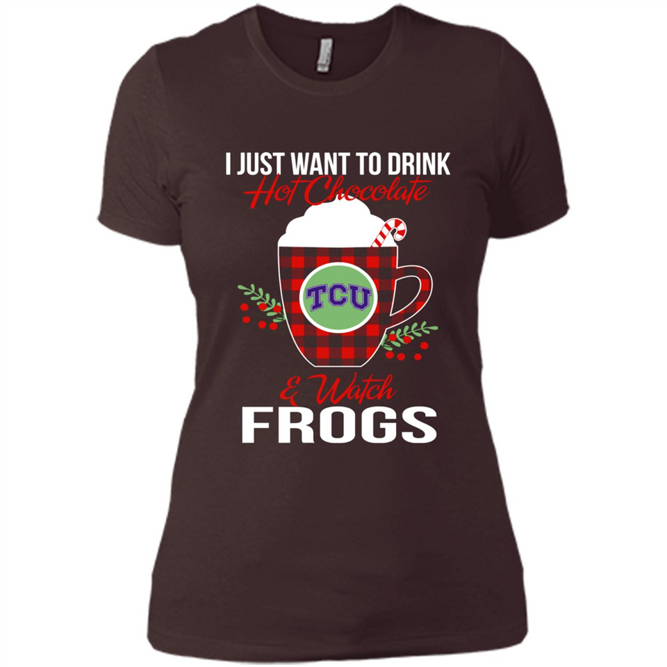 I Just Want To Drink Hot Chocolate & Watch TCU Horned Frogs Ugly Christmas Sweater PINGPONG
