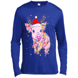 Christmas Lights Pig Wearing Santa Hat Funny Xmas - Canvas Long Sleeve T-Shirt