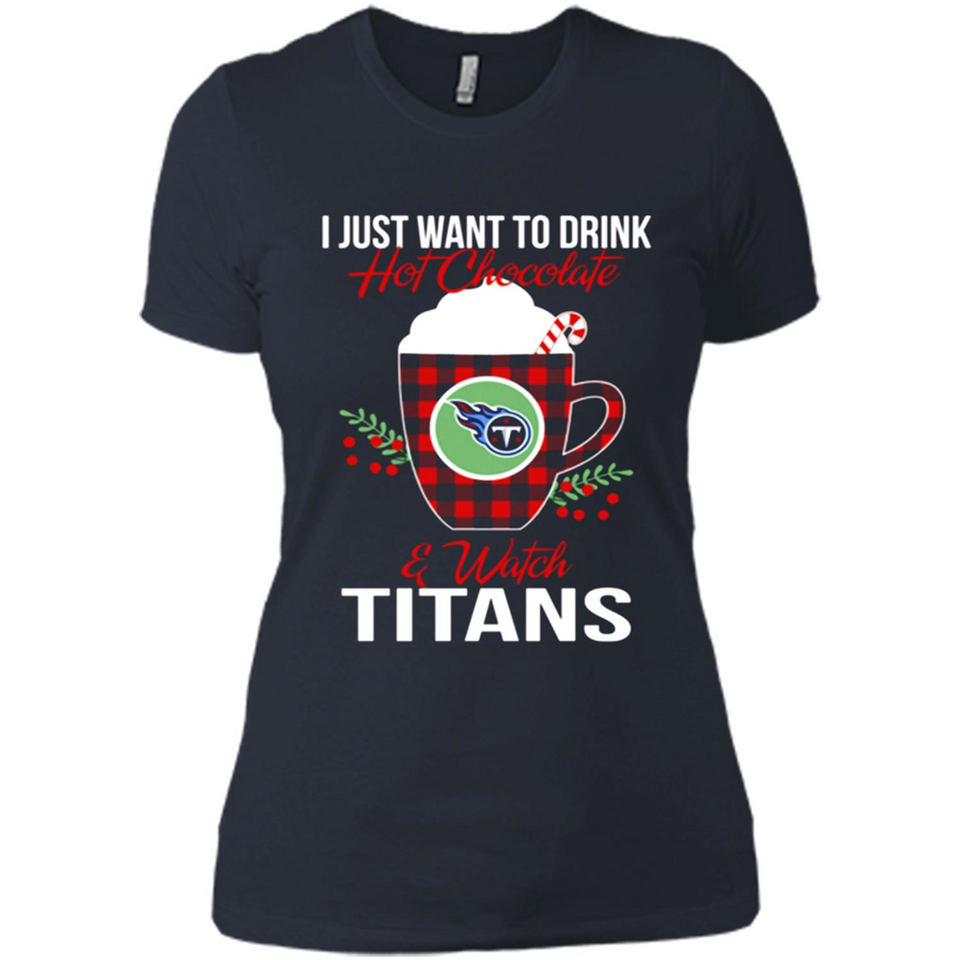 I Just Want To Drink Hot Chocolate & Watch Tennessee Titans Ugly Christmas Sweater PINGPONG