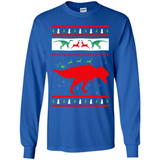 Dinosaur and Santa Clause Ugly Christmas Sweater - Long Sleeve T-Shirt