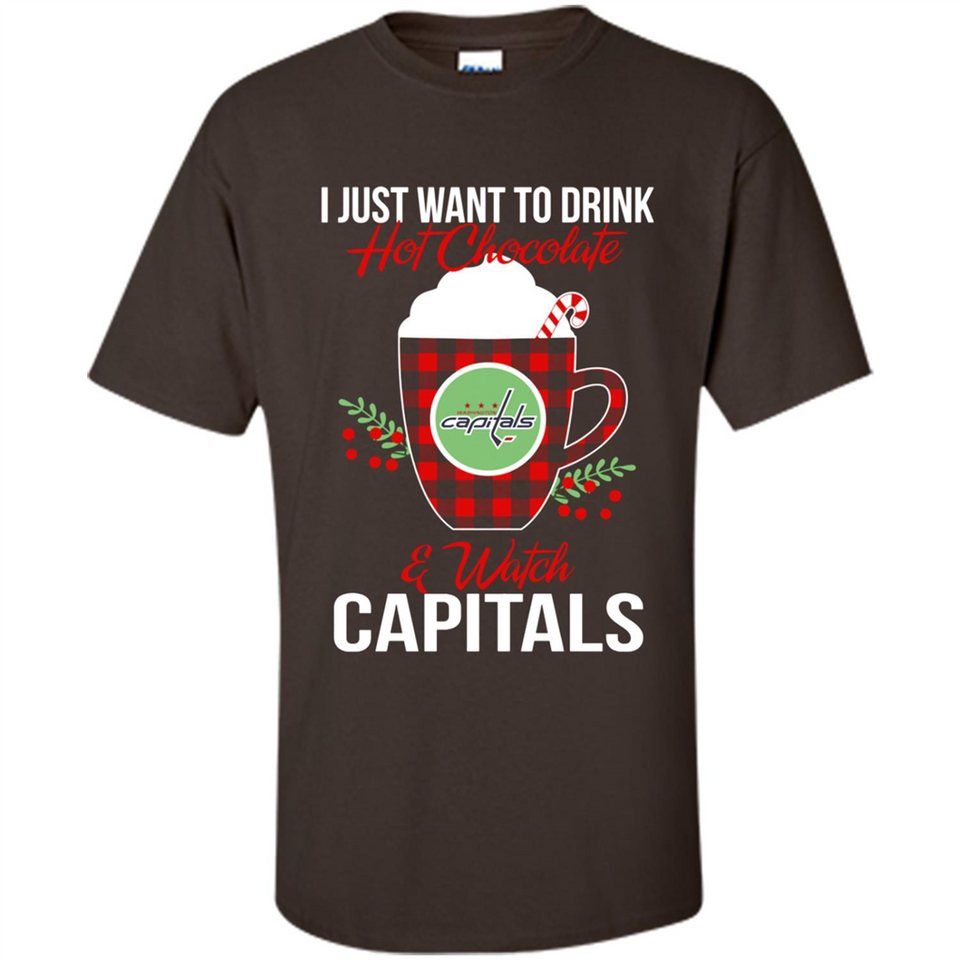 I Just Want To Drink Hot Chocolate & Watch Washington Capitals Ugly Christmas Sweater PINGPONG