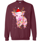 Christmas Lights Pig Wearing Santa Hat Funny Xmas - Sweatshirt
