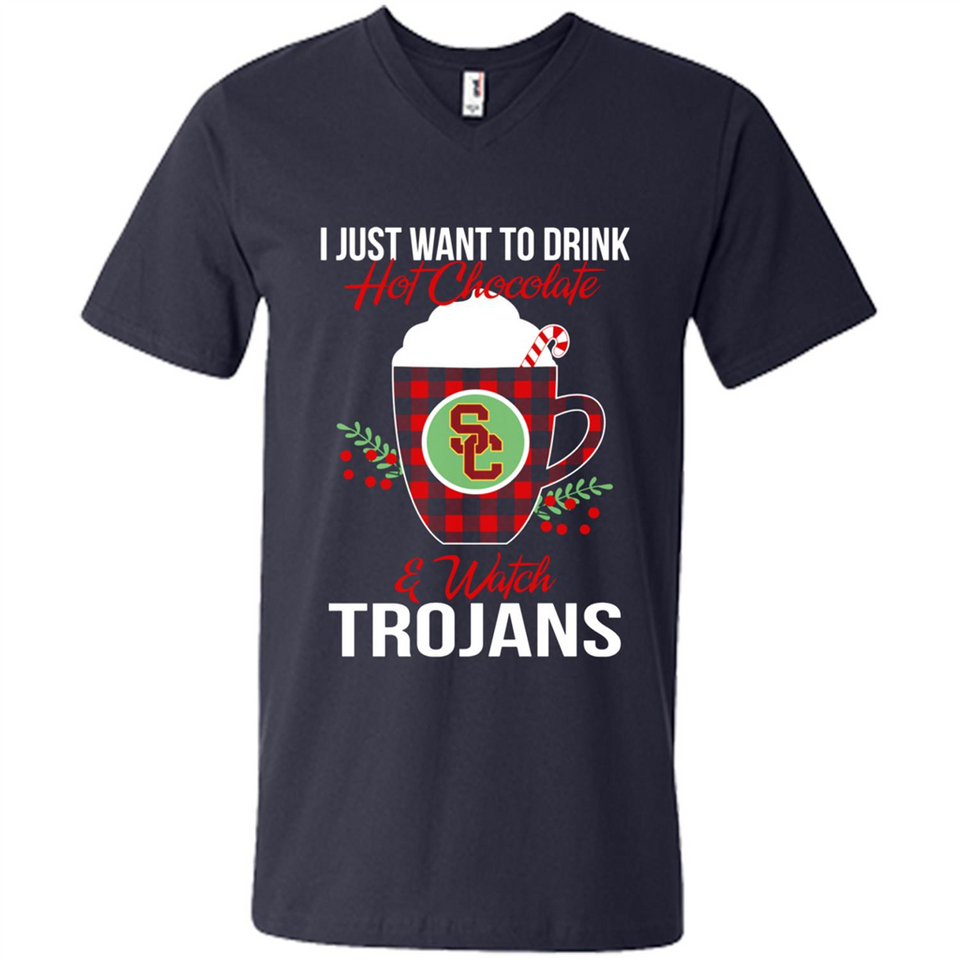 I Just Want To Drink Hot Chocolate & Watch USC Trojans Ugly Christmas Sweater PINGPONG