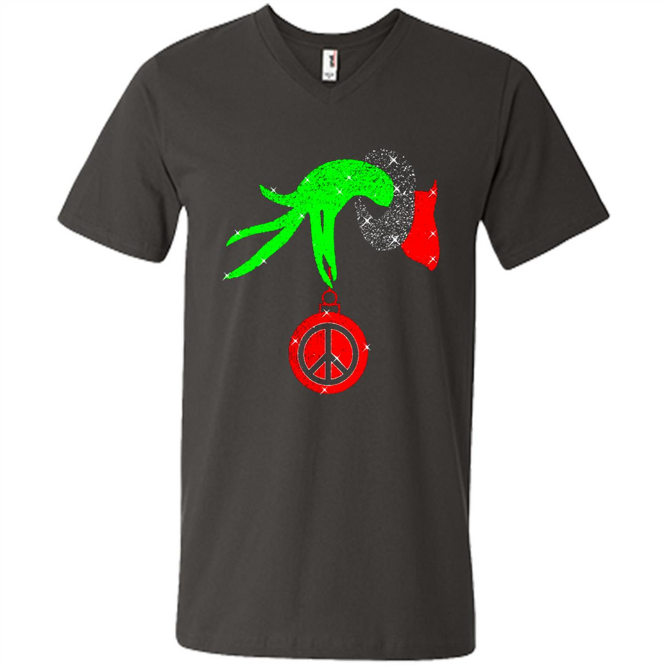 Christmas The Grinch Hand Holding Hippie Ornament - Men's V-Neck