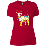 Christmas Lights Goat Wearing Santa Hat T-Shirt - Ladies' Boyfriend T-Shirt
