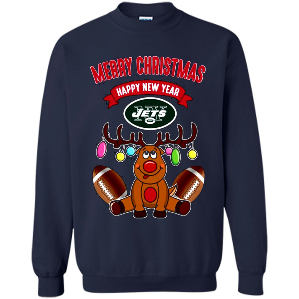 New York Jets NFL Reindeer Funny Merry Christmas And Happy New Year