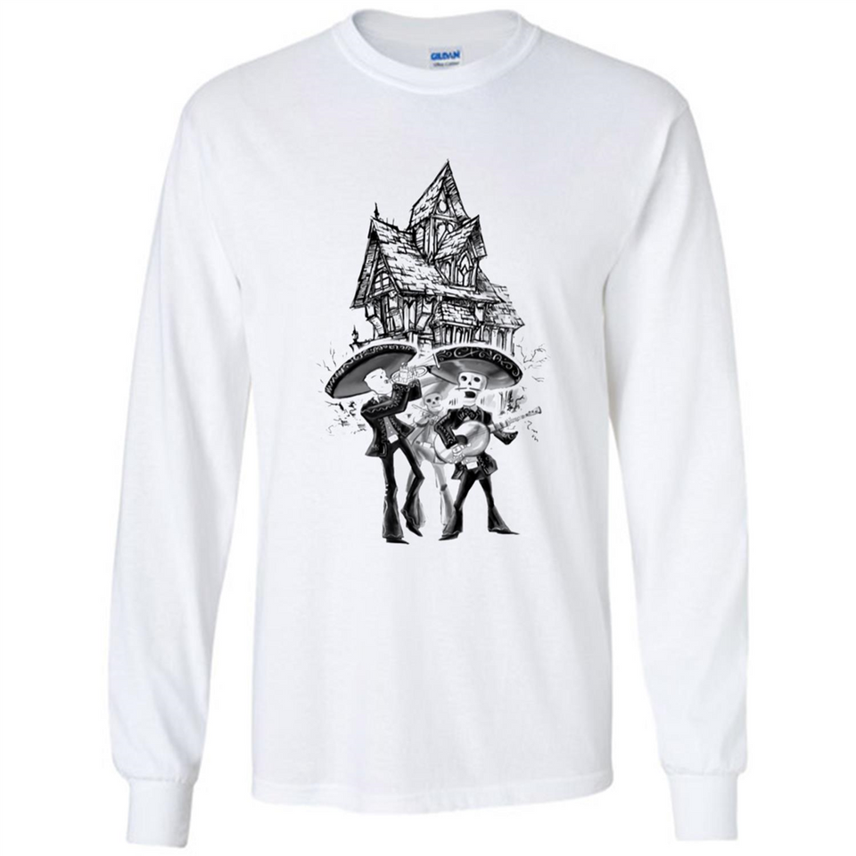 Mariachi Skeleton Shirt Dia De Los Muertos Tequila - Long Sleeve T-Shirt