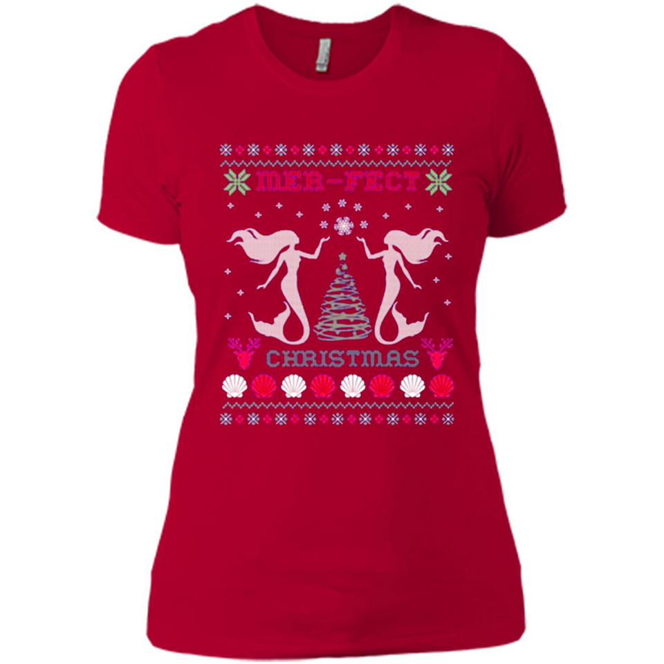 Mermaid Mer-Fect Ugly Christmas Sweater - Ladies' Boyfriend T-Shirt