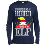 Tired Architect I'd Rather Be An Elf Christmas - Canvas Long Sleeve T-Shirt