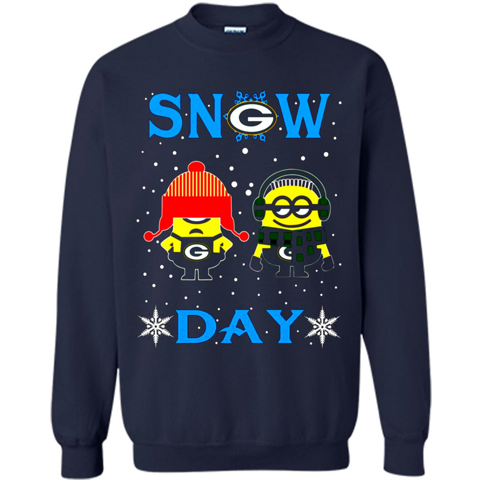 Snow Day Shirt For Green Bay Packers Vs Minion Fans pingpong