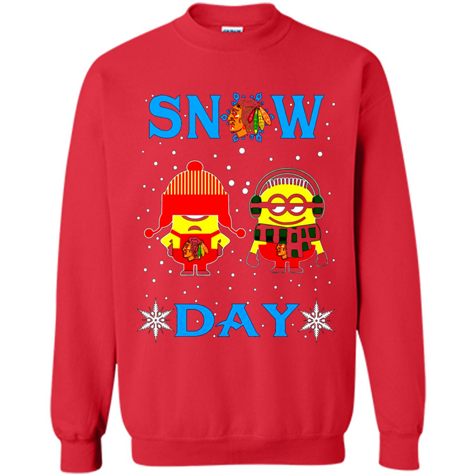 Snow Day Shirt For Chicago Blackhawks Vs Minion Fans pingpong