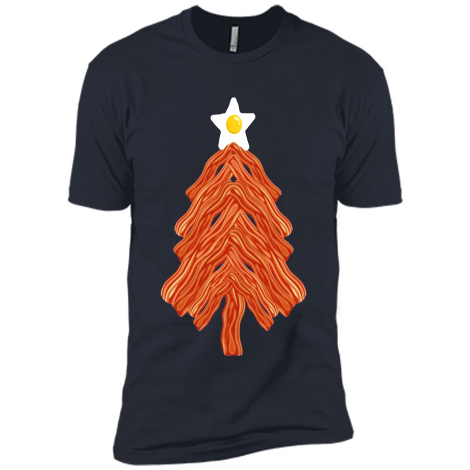 Bacon & Eggs Over Easy Fried Food Breakfast Xmas Tree Foodie - Premium Short Sleeve T-Shirt
