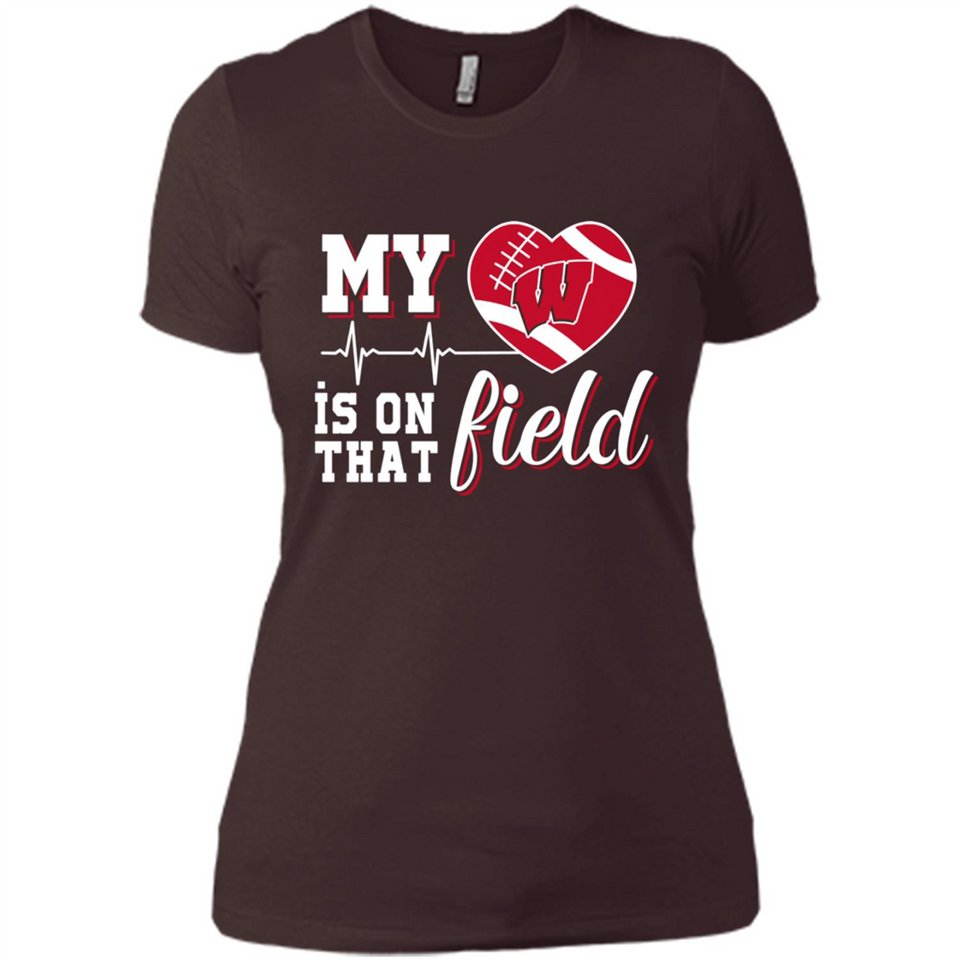 Wisconsin Badgers Football My Heart is on that Field - Ladies' Boyfriend T-Shirt