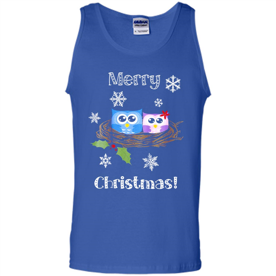 Cute Christmas Shirt Merry Christmas Snowflakes Owls Nest
