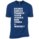 Dasher Dancer Prancer Vixen Tequila Rum Vodka Whiskey Reindeer Christmas T-Shirt - Premium Short Sleeve T-Shirt