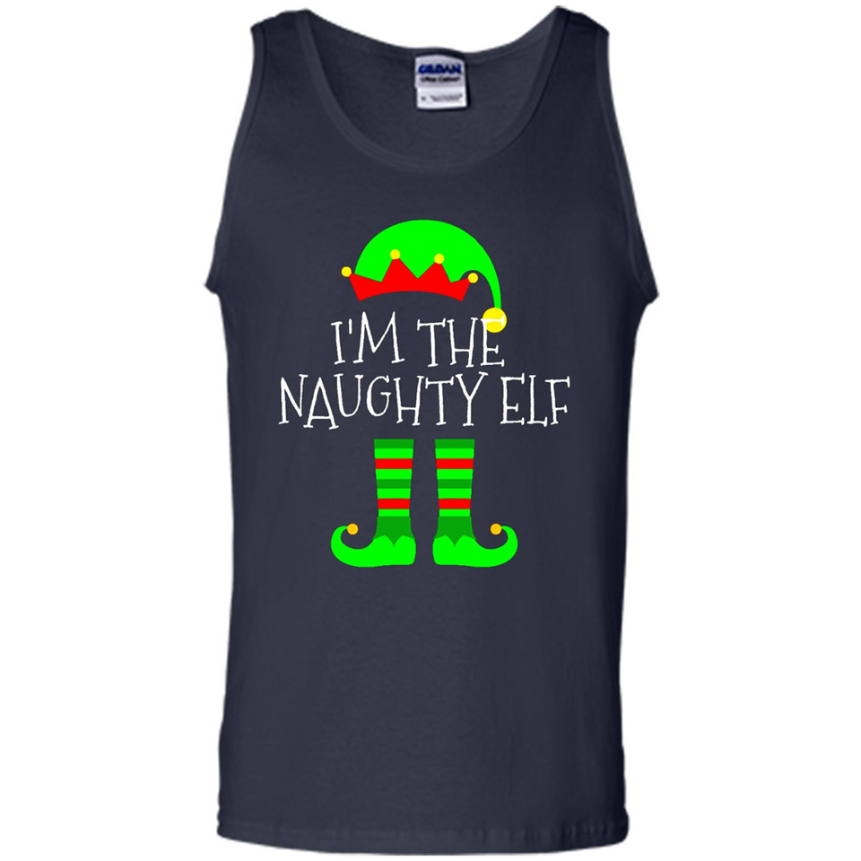 Matching Family Christmas Shirt Funny I'm The Naughty Elf Black mugs PINGPONG - Tank Top