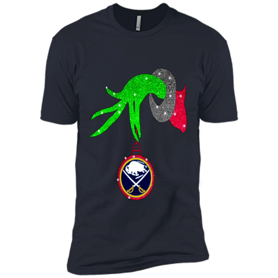 GRINCH HAND HOLDING BUFFALO SABRES GLITTER CHRISTMAS PINGPONG